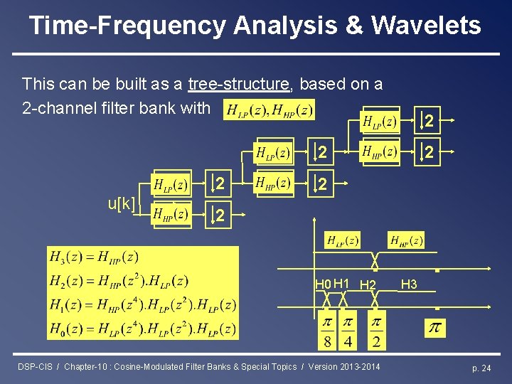 Time-Frequency Analysis & Wavelets This can be built as a tree-structure, based on a