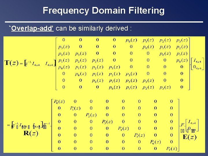 Frequency Domain Filtering `Overlap-add’ can be similarly derived : DSP-CIS / Chapter-10 : Cosine-Modulated