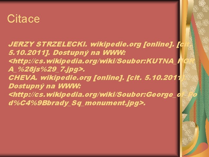 Citace JERZY STRZELECKI. wikipedie. org [online]. [cit. 5. 10. 2011]. Dostupný na WWW: <http: