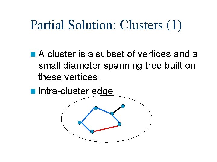 Partial Solution: Clusters (1) n. A cluster is a subset of vertices and a