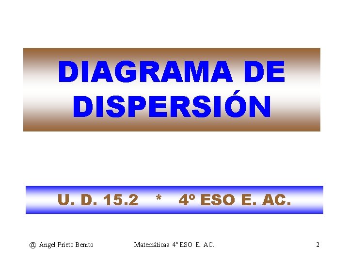 DIAGRAMA DE DISPERSIÓN U. D. 15. 2 * 4º ESO E. AC. @ Angel