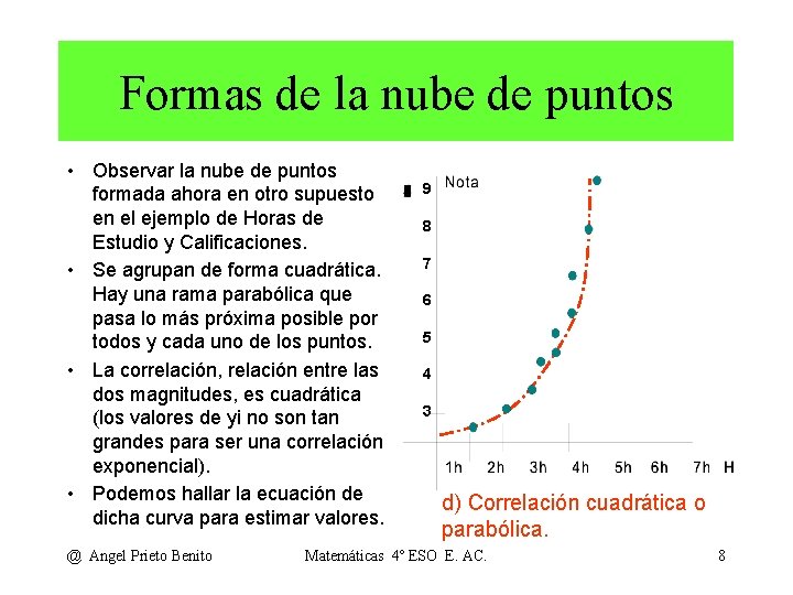 Formas de la nube de puntos • Observar la nube de puntos formada ahora