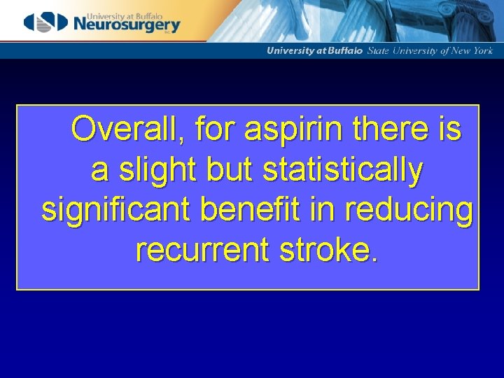 Overall, for aspirin there is a slight but statistically significant benefit in reducing recurrent