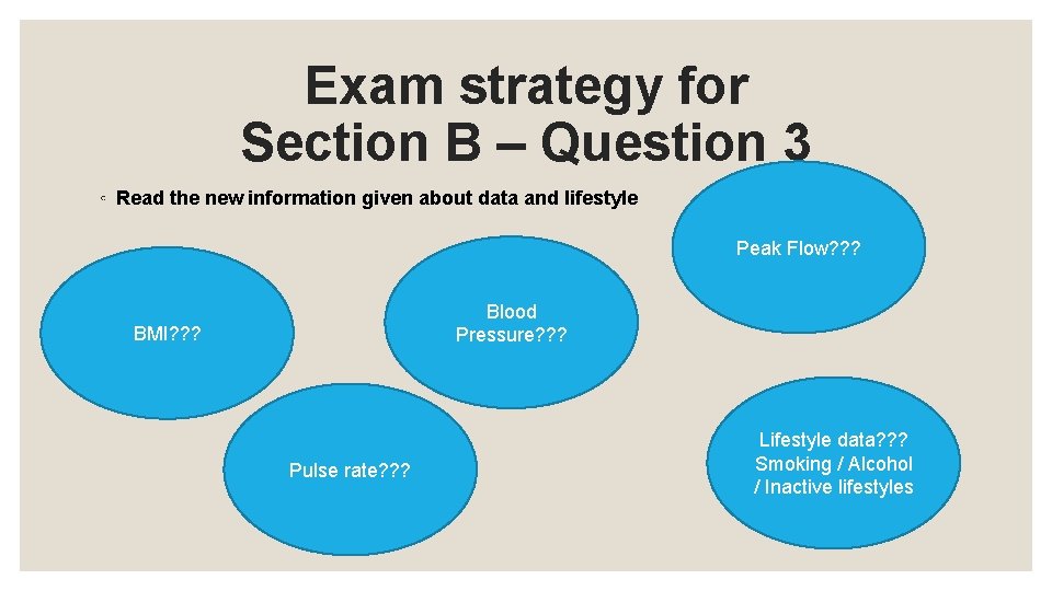 Exam strategy for Section B – Question 3 ◦ Read the new information given