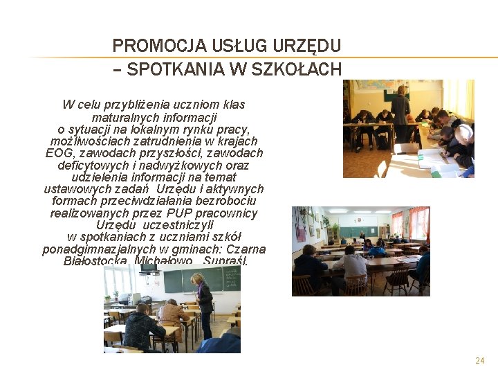 PROMOCJA USŁUG URZĘDU – SPOTKANIA W SZKOŁACH W celu przybliżenia uczniom klas maturalnych informacji