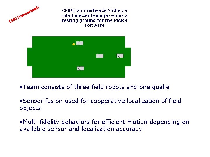 a ads e h er mm UH CM CMU Hammerheads Mid-size robot soccer team