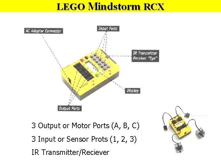 LEGO Mindstorm RCX 3 Output or Motor Ports (A, B, C) 3 Input or