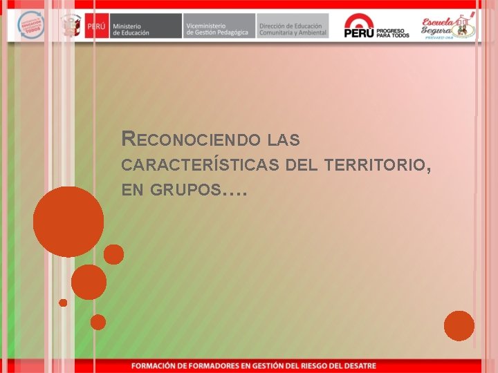 RECONOCIENDO LAS CARACTERÍSTICAS DEL TERRITORIO, EN GRUPOS…. 