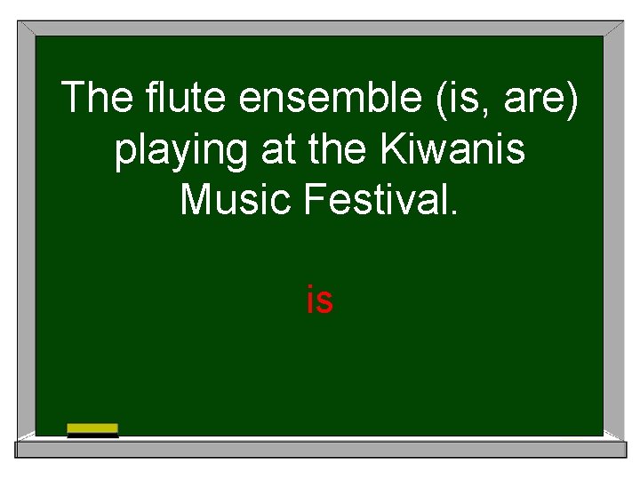 The flute ensemble (is, are) playing at the Kiwanis Music Festival. is 