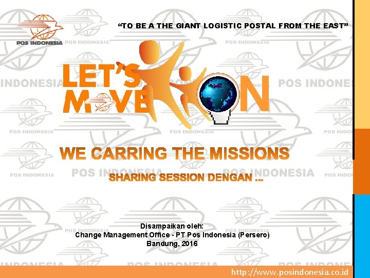 “TO BE A THE GIANT LOGISTIC POSTAL FROM THE EAST” N Disampaikan oleh: Change