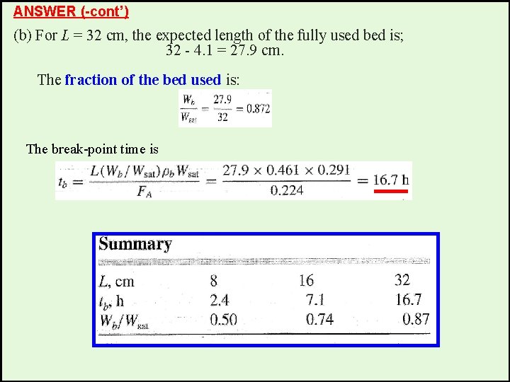 ANSWER (-cont’) (b) For L = 32 cm, the expected length of the fully