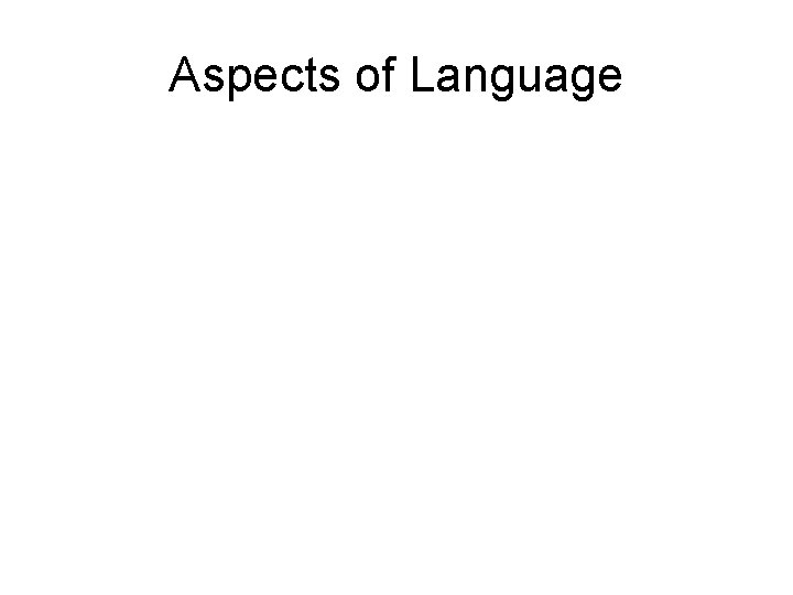 Aspects of Language 