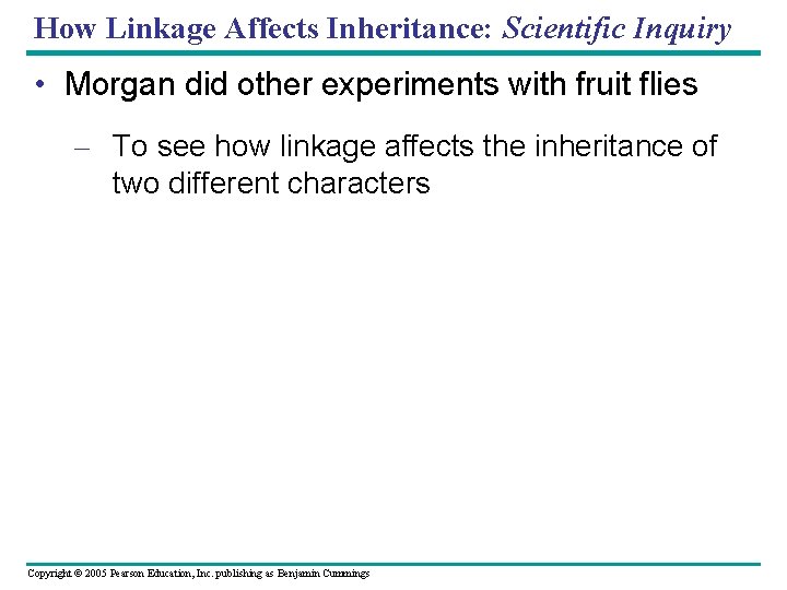 How Linkage Affects Inheritance: Scientific Inquiry • Morgan did other experiments with fruit flies