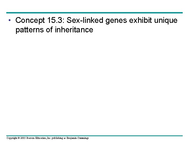  • Concept 15. 3: Sex-linked genes exhibit unique patterns of inheritance Copyright ©