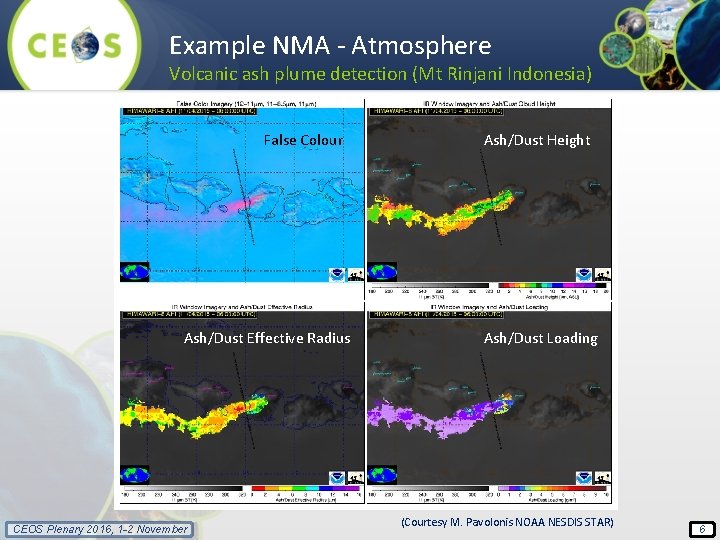 Example NMA - Atmosphere Volcanic ash plume detection (Mt Rinjani Indonesia) False Colour Ash/Dust