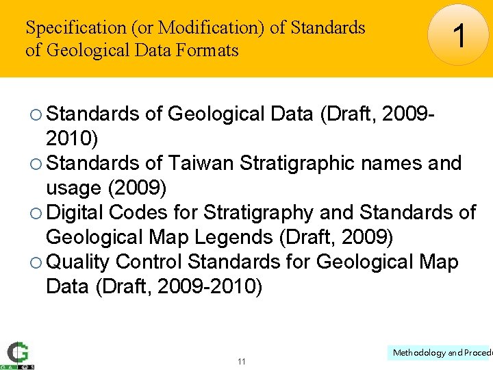 Specification (or Modification) of Standards of Geological Data Formats Standards 1 of Geological Data