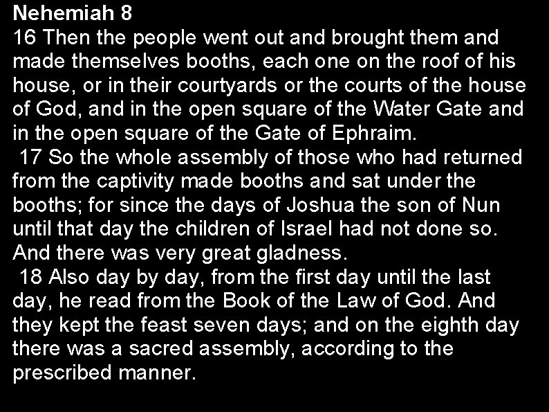 Nehemiah 8 16 Then the people went out and brought them and made themselves