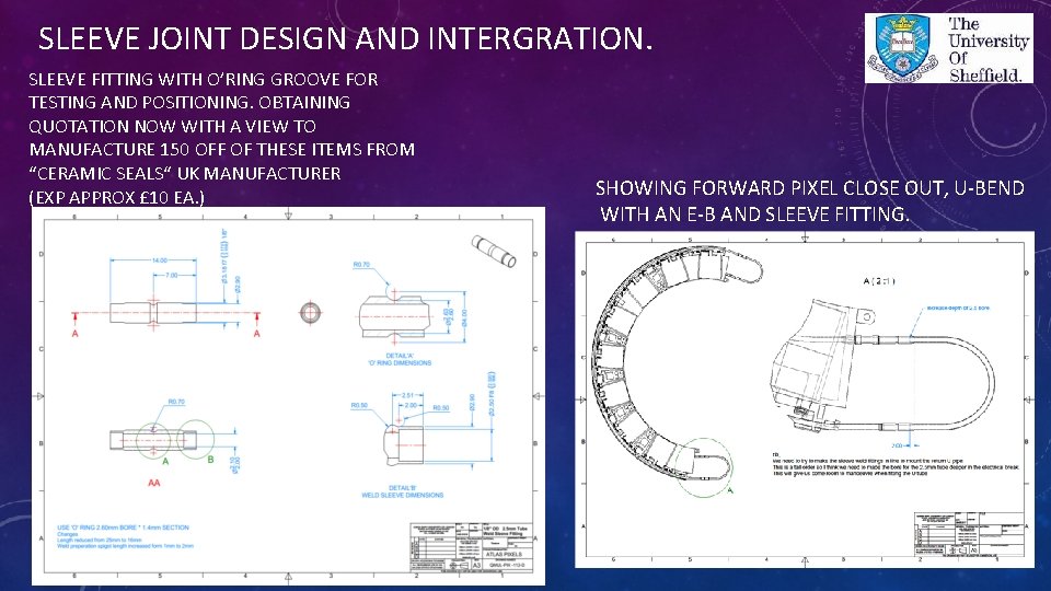 SLEEVE JOINT DESIGN AND INTERGRATION. SLEEVE FITTING WITH O’RING GROOVE FOR TESTING AND POSITIONING.