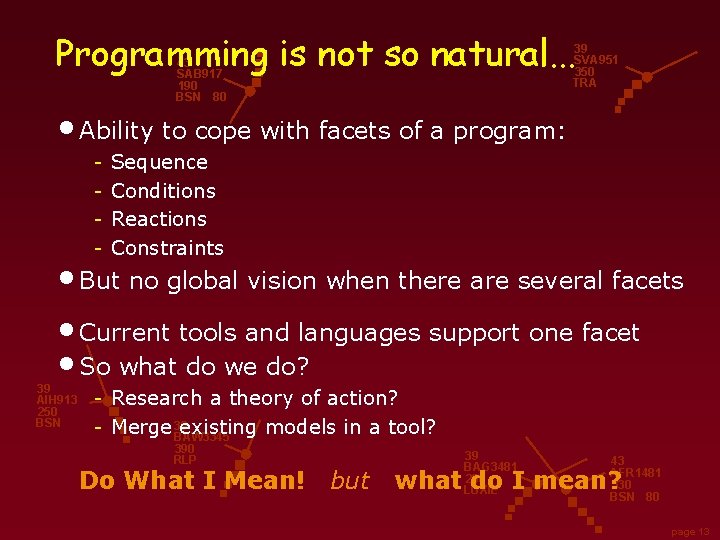 Programming is not so natural. . . 39 SVA 951 350 TRA 43 SAB