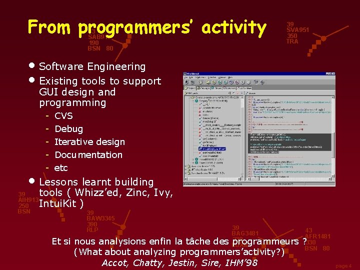 From programmers’ activity 43 SAB 917 190 BSN 80 39 SVA 951 350 TRA