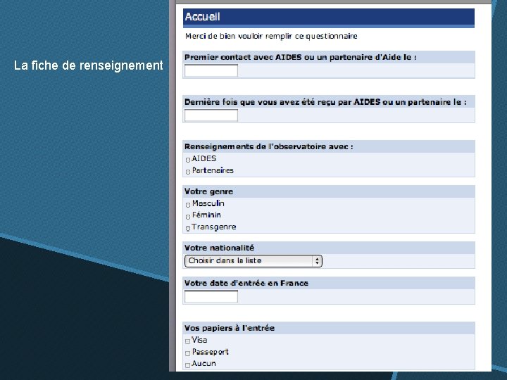 La fiche de renseignement 