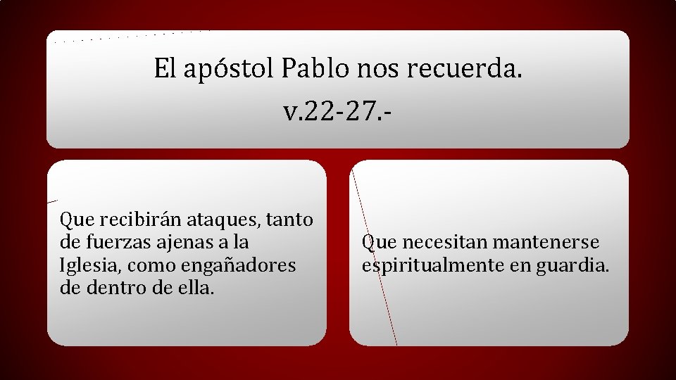 El apóstol Pablo nos recuerda. v. 22 -27. - Que recibirán ataques, tanto de