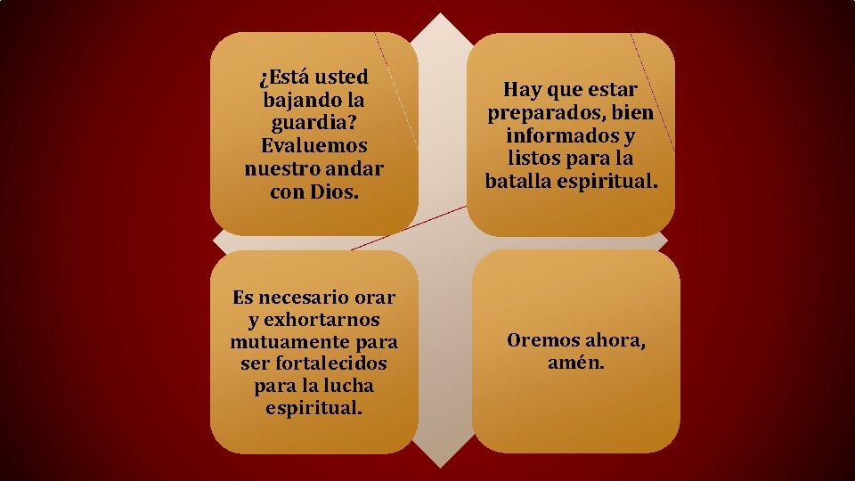 ¿Está usted bajando la guardia? Evaluemos nuestro andar con Dios. Hay que estar preparados,