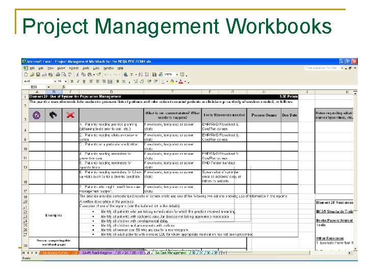 Project Management Workbooks 