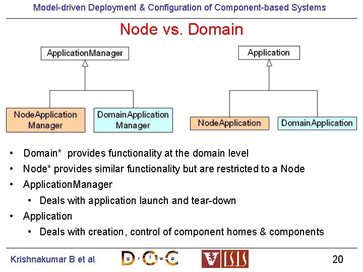 Model-driven Deployment & Configuration of Component-based Systems Node vs. Domain • Domain* provides functionality