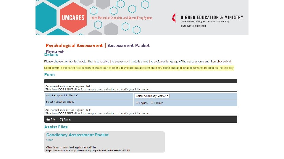 Psychological Assessment | Assessment Packet Request 
