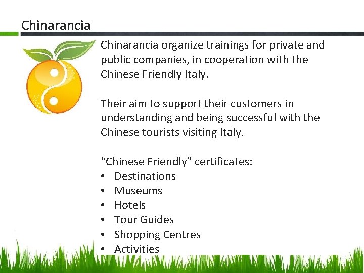 Chinarancia organize trainings for private and public companies, in cooperation with the Chinese Friendly