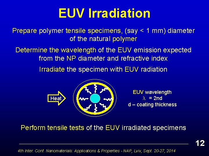 EUV Irradiation Prepare polymer tensile specimens, (say < 1 mm) diameter of the natural