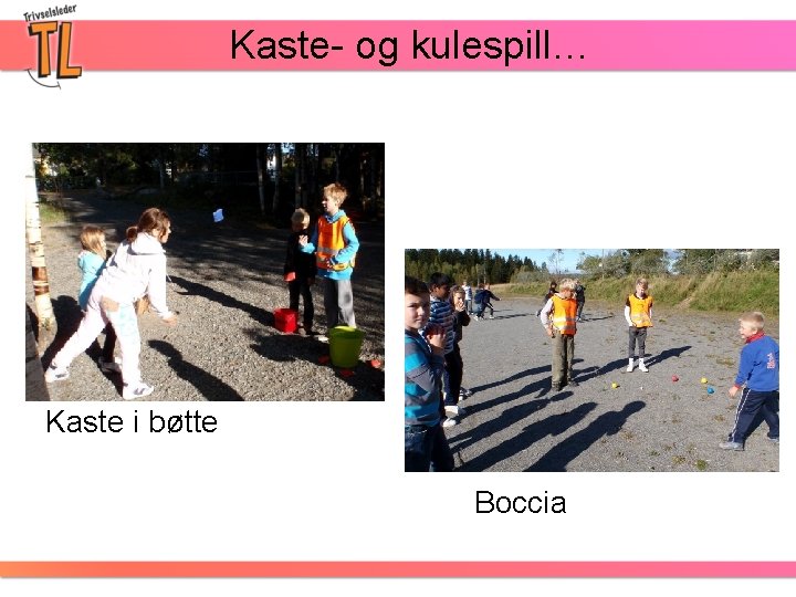 Kaste- og kulespill… Kaste i bøtte Boccia 