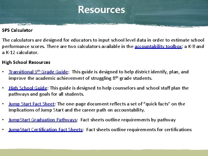 Resources SPS Calculator The calculators are designed for educators to input school level data