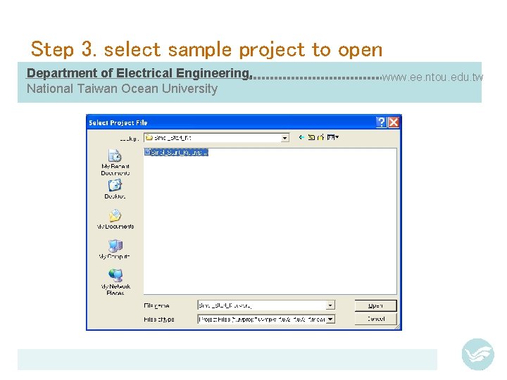 Step 3. select sample project to open Department of Electrical Engineering, National Taiwan Ocean