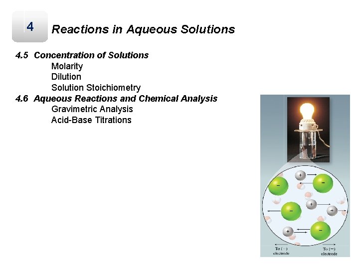 4 Reactions in Aqueous Solutions 4. 5 Concentration of Solutions Molarity Dilution Solution Stoichiometry