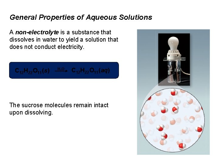 General Properties of Aqueous Solutions A non-electrolyte is a substance that dissolves in water