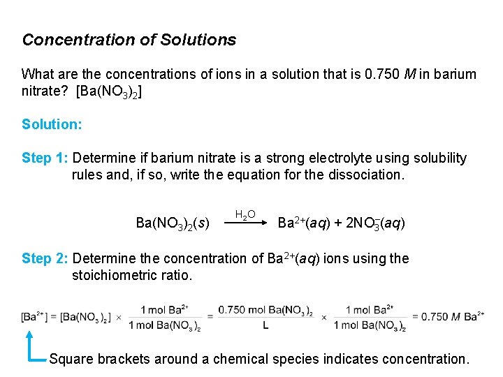 Concentration of Solutions What are the concentrations of ions in a solution that is