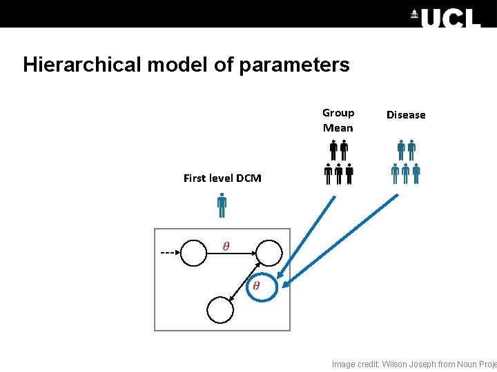 Hierarchical model of parameters Group Mean Disease First level DCM Image credit: Wilson Joseph