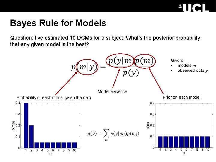 Bayes Rule for Models Question: I’ve estimated 10 DCMs for a subject. What’s the