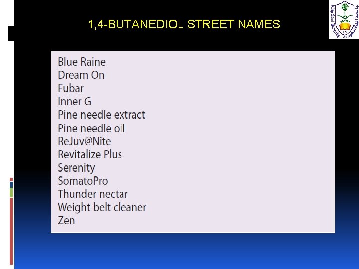 1, 4 -BUTANEDIOL STREET NAMES 