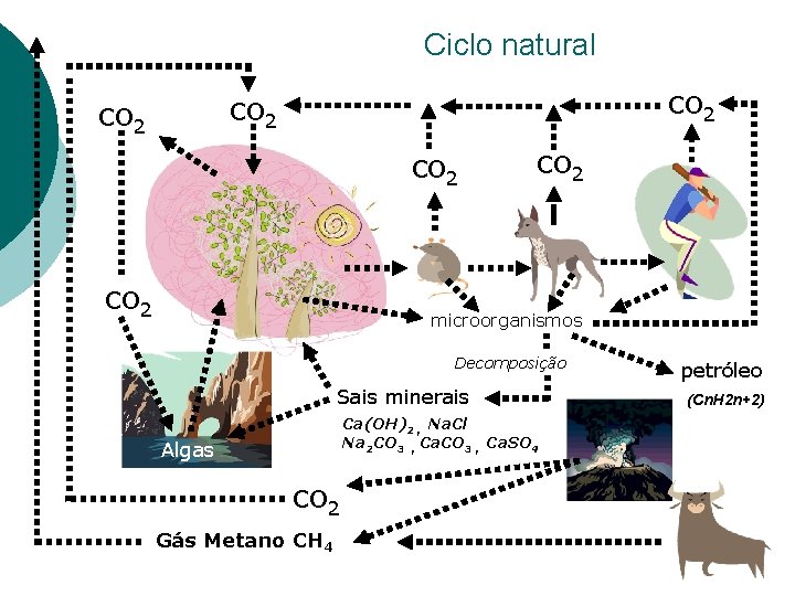 Ciclo natural co 2 co 2 microorganismos Decomposição Sais minerais Ca(OH)2 , Na. Cl