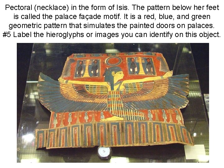 Pectoral (necklace) in the form of Isis. The pattern below her feet is called