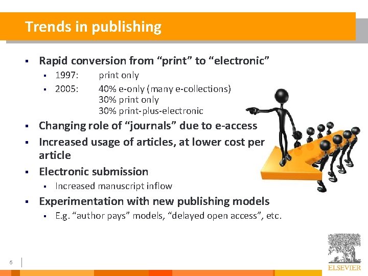 Trends in publishing § Rapid conversion from “print” to “electronic” § § § Increased