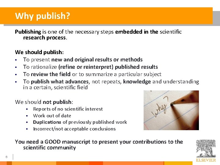 Why publish? Publishing is one of the necessary steps embedded in the scientific research