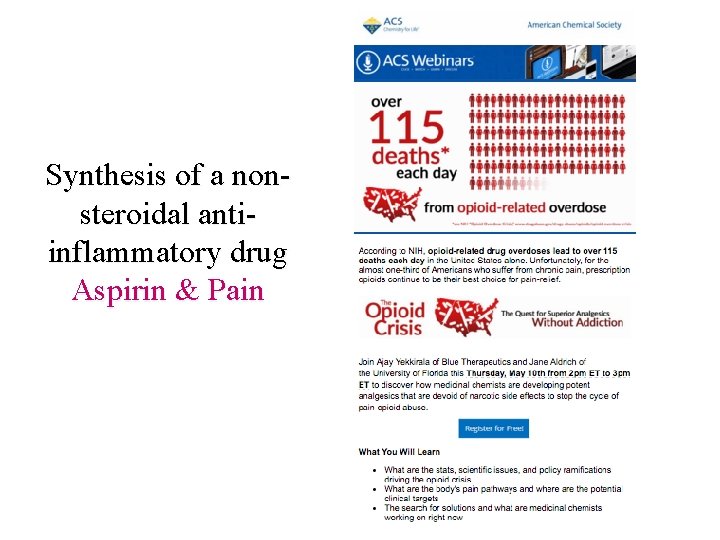 Synthesis of a nonsteroidal antiinflammatory drug Aspirin & Pain 