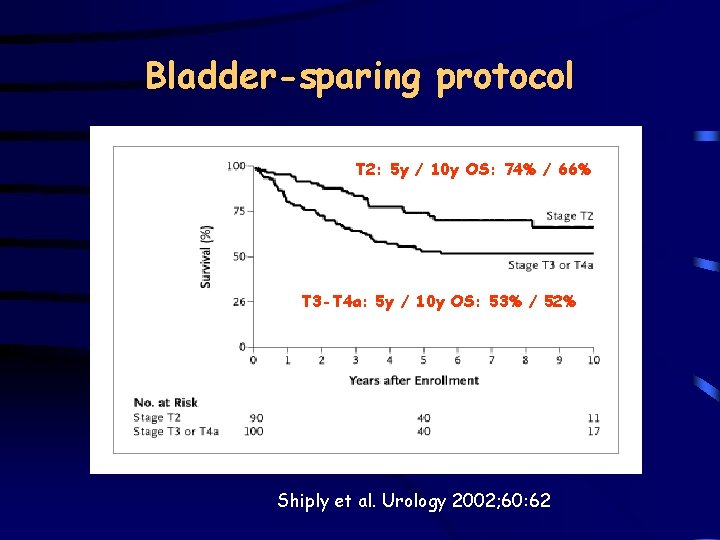 Bladder-sparing protocol T 2: 5 y / 10 y OS: 74% / 66% T