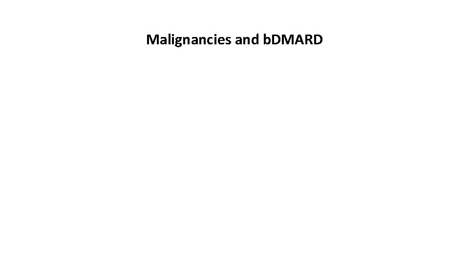 Malignancies and b. DMARD 