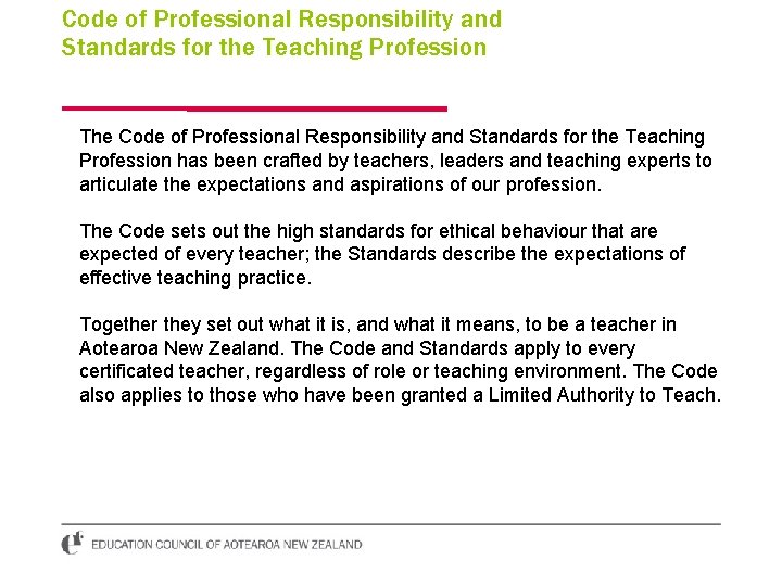 Code of Professional Responsibility and Standards for the Teaching Profession The Code of Professional