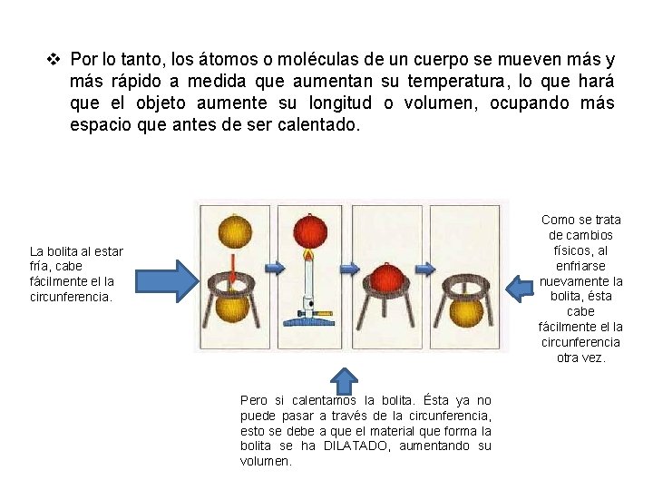 v Por lo tanto, los átomos o moléculas de un cuerpo se mueven más